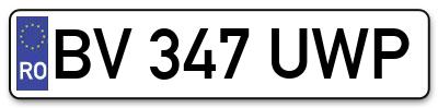 Placuta inmatriculare numar auto  BV-347-UWP, BV 347 UWP, BV347UWP