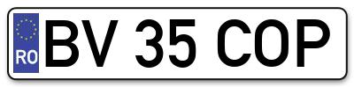 Placuta inmatriculare numar auto  BV-35-COP, BV 35 COP, BV35COP