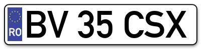 Placuta inmatriculare numar auto  BV-35-CSX, BV 35 CSX, BV35CSX