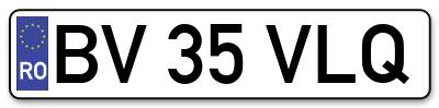 Placuta inmatriculare numar auto  BV-35-VLQ, BV 35 VLQ, BV35VLQ