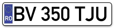Placuta inmatriculare numar auto  BV-350-TJU, BV 350 TJU, BV350TJU