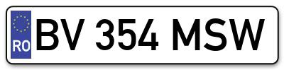 Placuta inmatriculare numar auto  BV-354-MSW, BV 354 MSW, BV354MSW