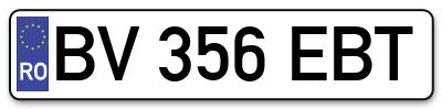 Placuta inmatriculare numar auto  BV-356-EBT, BV 356 EBT, BV356EBT