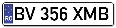 Placuta inmatriculare numar auto  BV-356-XMB, BV 356 XMB, BV356XMB