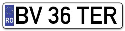Placuta inmatriculare numar auto  BV-36-TER, BV 36 TER, BV36TER