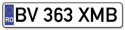 Placuta inmatriculare numar auto  BV-363-XMB, BV 363 XMB, BV363XMB