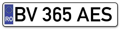 Placuta inmatriculare numar auto  BV-365-AES, BV 365 AES, BV365AES