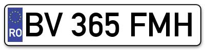 Placuta inmatriculare numar auto  BV-365-FMH, BV 365 FMH, BV365FMH