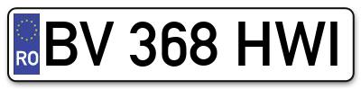 Placuta inmatriculare numar auto  BV-368-HWI, BV 368 HWI, BV368HWI