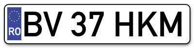 Placuta inmatriculare numar auto  BV-37-HKM, BV 37 HKM, BV37HKM