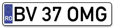 Placuta inmatriculare numar auto  BV-37-OMG, BV 37 OMG, BV37OMG