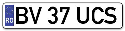 Placuta inmatriculare numar auto  BV-37-UCS, BV 37 UCS, BV37UCS