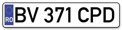Placuta inmatriculare numar auto  BV-371-CPD, BV 371 CPD, BV371CPD