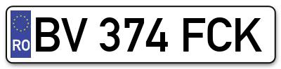 Placuta inmatriculare numar auto  BV-374-FCK, BV 374 FCK, BV374FCK