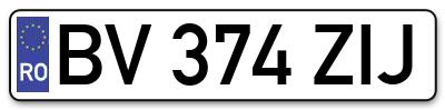 Placuta inmatriculare numar auto  BV-374-ZIJ, BV 374 ZIJ, BV374ZIJ