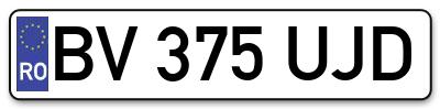 Placuta inmatriculare numar auto  BV-375-UJD, BV 375 UJD, BV375UJD