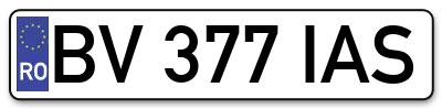 Placuta inmatriculare numar auto  BV-377-IAS, BV 377 IAS, BV377IAS