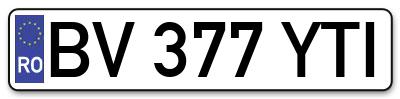 Placuta inmatriculare numar auto  BV-377-YTI, BV 377 YTI, BV377YTI