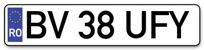 Placuta inmatriculare numar auto  BV-38-UFY, BV 38 UFY, BV38UFY