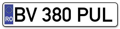 Placuta inmatriculare numar auto  BV-380-PUL, BV 380 PUL, BV380PUL