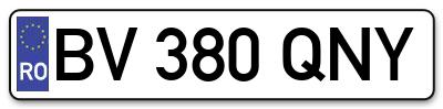 Placuta inmatriculare numar auto  BV-380-QNY, BV 380 QNY, BV380QNY