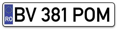 Placuta inmatriculare numar auto  BV-381-POM, BV 381 POM, BV381POM