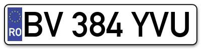 Placuta inmatriculare numar auto  BV-384-YVU, BV 384 YVU, BV384YVU