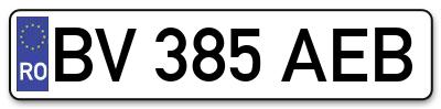 Placuta inmatriculare numar auto  BV-385-AEB, BV 385 AEB, BV385AEB