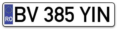 Placuta inmatriculare numar auto  BV-385-YIN, BV 385 YIN, BV385YIN