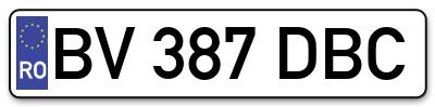 Placuta inmatriculare numar auto  BV-387-DBC, BV 387 DBC, BV387DBC