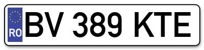 Placuta inmatriculare numar auto  BV-389-KTE, BV 389 KTE, BV389KTE