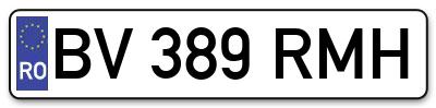 Placuta inmatriculare numar auto  BV-389-RMH, BV 389 RMH, BV389RMH