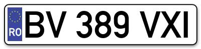 Placuta inmatriculare numar auto  BV-389-VXI, BV 389 VXI, BV389VXI