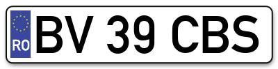 Placuta inmatriculare numar auto  BV-39-CBS, BV 39 CBS, BV39CBS
