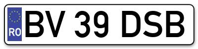 Placuta inmatriculare numar auto  BV-39-DSB, BV 39 DSB, BV39DSB