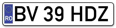 Placuta inmatriculare numar auto  BV-39-HDZ, BV 39 HDZ, BV39HDZ