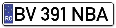 Placuta inmatriculare numar auto  BV-391-NBA, BV 391 NBA, BV391NBA