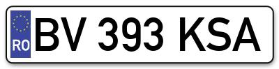 Placuta inmatriculare numar auto  BV-393-KSA, BV 393 KSA, BV393KSA