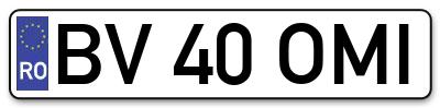 Placuta inmatriculare numar auto  BV-40-OMI, BV 40 OMI, BV40OMI