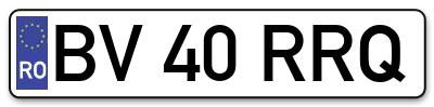 Placuta inmatriculare numar auto  BV-40-RRQ, BV 40 RRQ, BV40RRQ