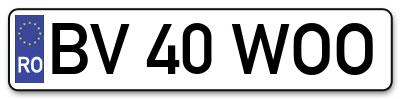 Placuta inmatriculare numar auto  BV-40-WOO, BV 40 WOO, BV40WOO