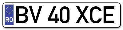 Placuta inmatriculare numar auto  BV-40-XCE, BV 40 XCE, BV40XCE