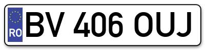 Placuta inmatriculare numar auto  BV-406-OUJ, BV 406 OUJ, BV406OUJ