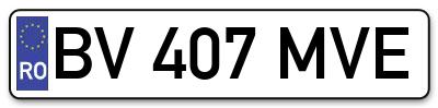 Placuta inmatriculare numar auto  BV-407-MVE, BV 407 MVE, BV407MVE