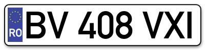Placuta inmatriculare numar auto  BV-408-VXI, BV 408 VXI, BV408VXI