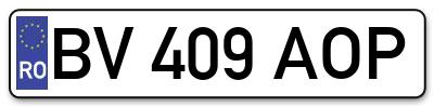 Placuta inmatriculare numar auto  BV-409-AOP, BV 409 AOP, BV409AOP