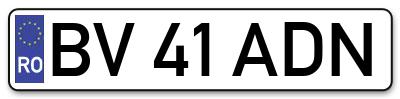 Placuta inmatriculare numar auto  BV-41-ADN, BV 41 ADN, BV41ADN