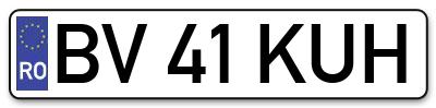 Placuta inmatriculare numar auto  BV-41-KUH, BV 41 KUH, BV41KUH