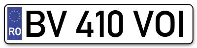 Placuta inmatriculare numar auto  BV-410-VOI, BV 410 VOI, BV410VOI