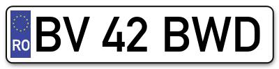 Placuta inmatriculare numar auto  BV-42-BWD, BV 42 BWD, BV42BWD